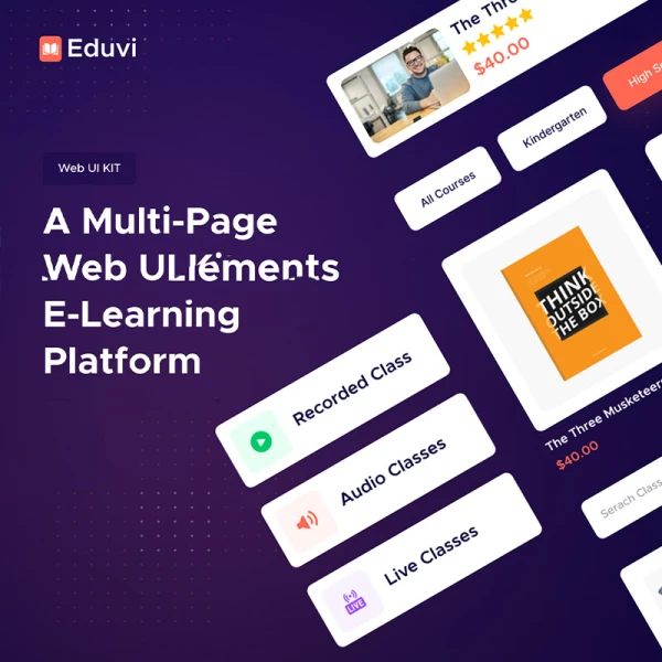 在线学习Web UI设计套件吧素材 Eduvi- E-learning Web UI Kit