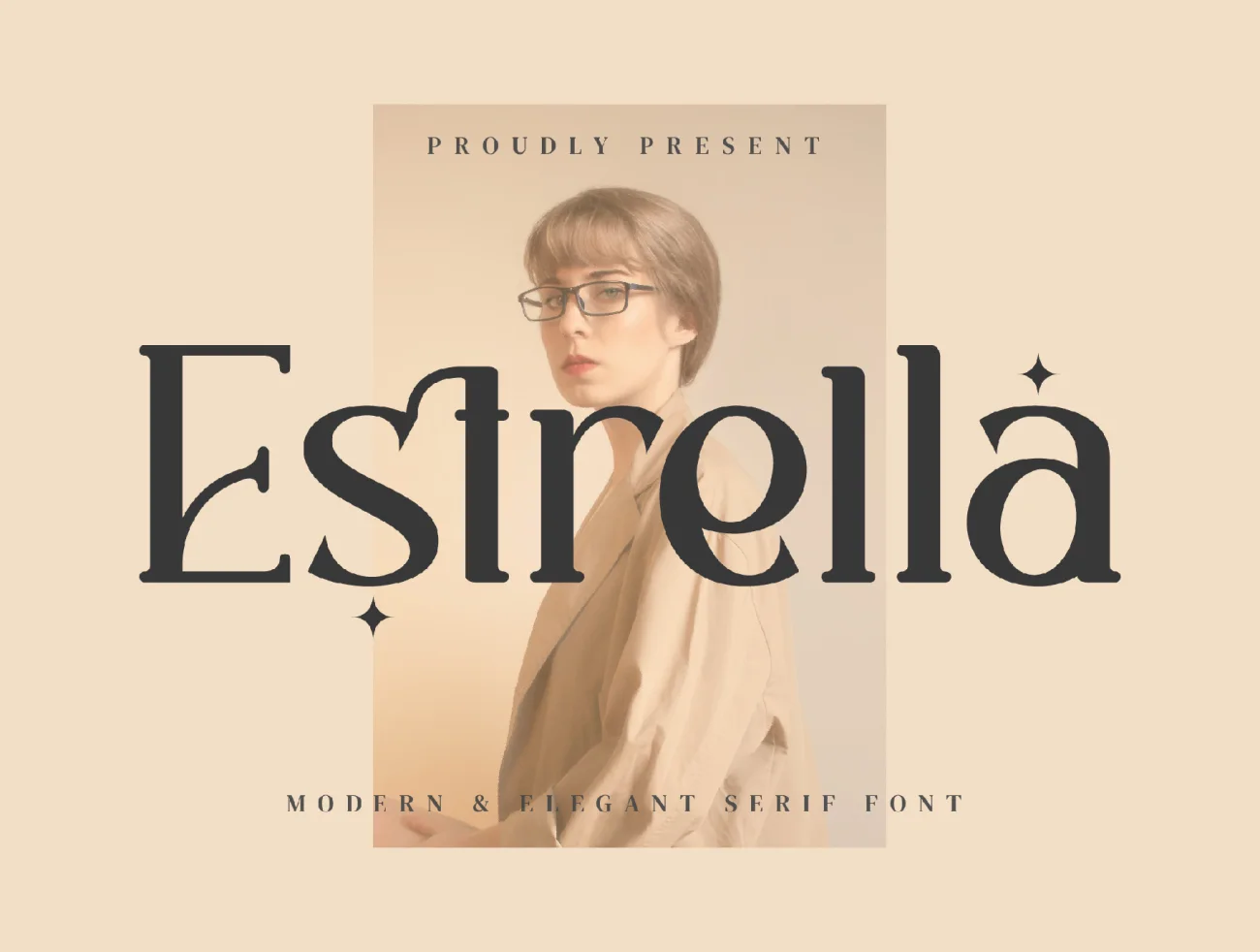 极简主义时尚连字衬线字体 Estrella-字体-到位啦UI