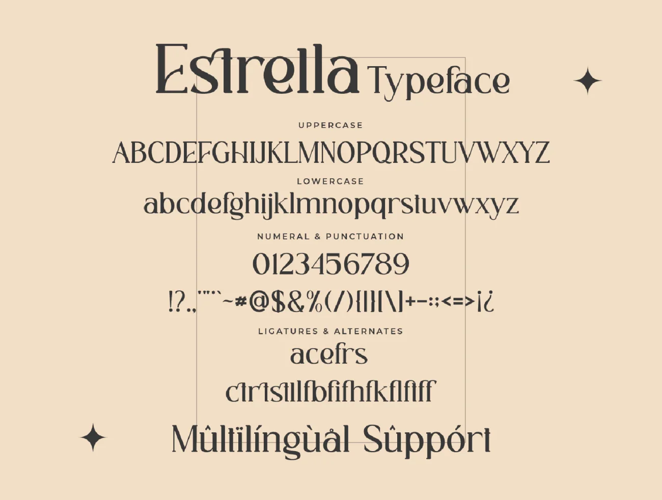 极简主义时尚连字衬线字体 Estrella-字体-到位啦UI