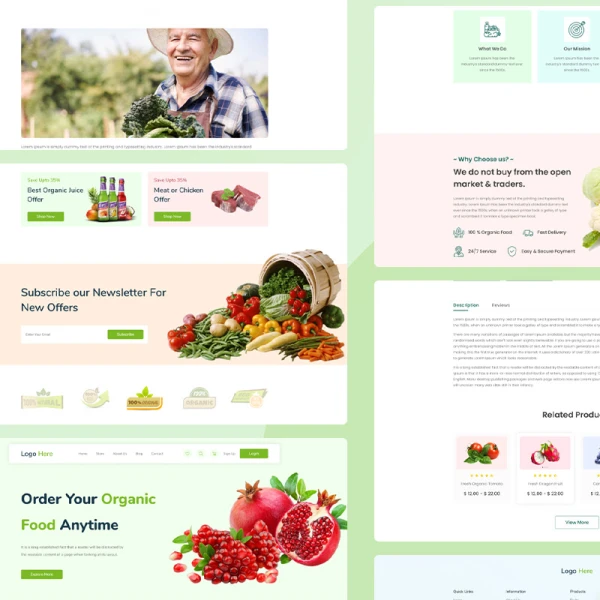 免费有机食品在线商店网站设计模板 Organic Food Store Template