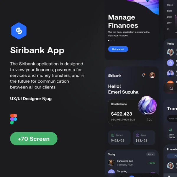 70屏金融财务资产管理UI套件 Siribank Finance Ui Kit