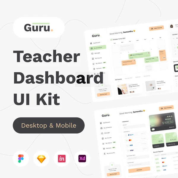 30屏教师教育应用后台数据可视化UI套件 Teacher Dashboard UI KIT