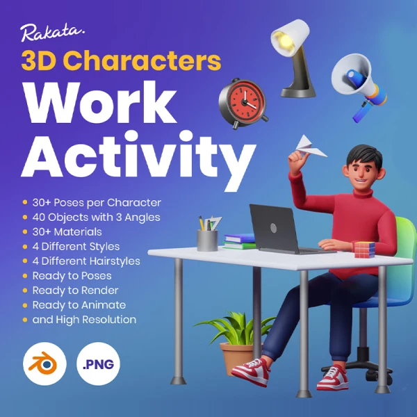 30款可定制3D人物角色工作状态插图 3D Characters Work Activity
