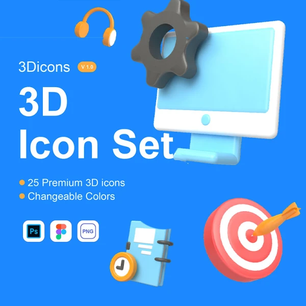 28款4k高清3D元素图标合集 3D Icons set