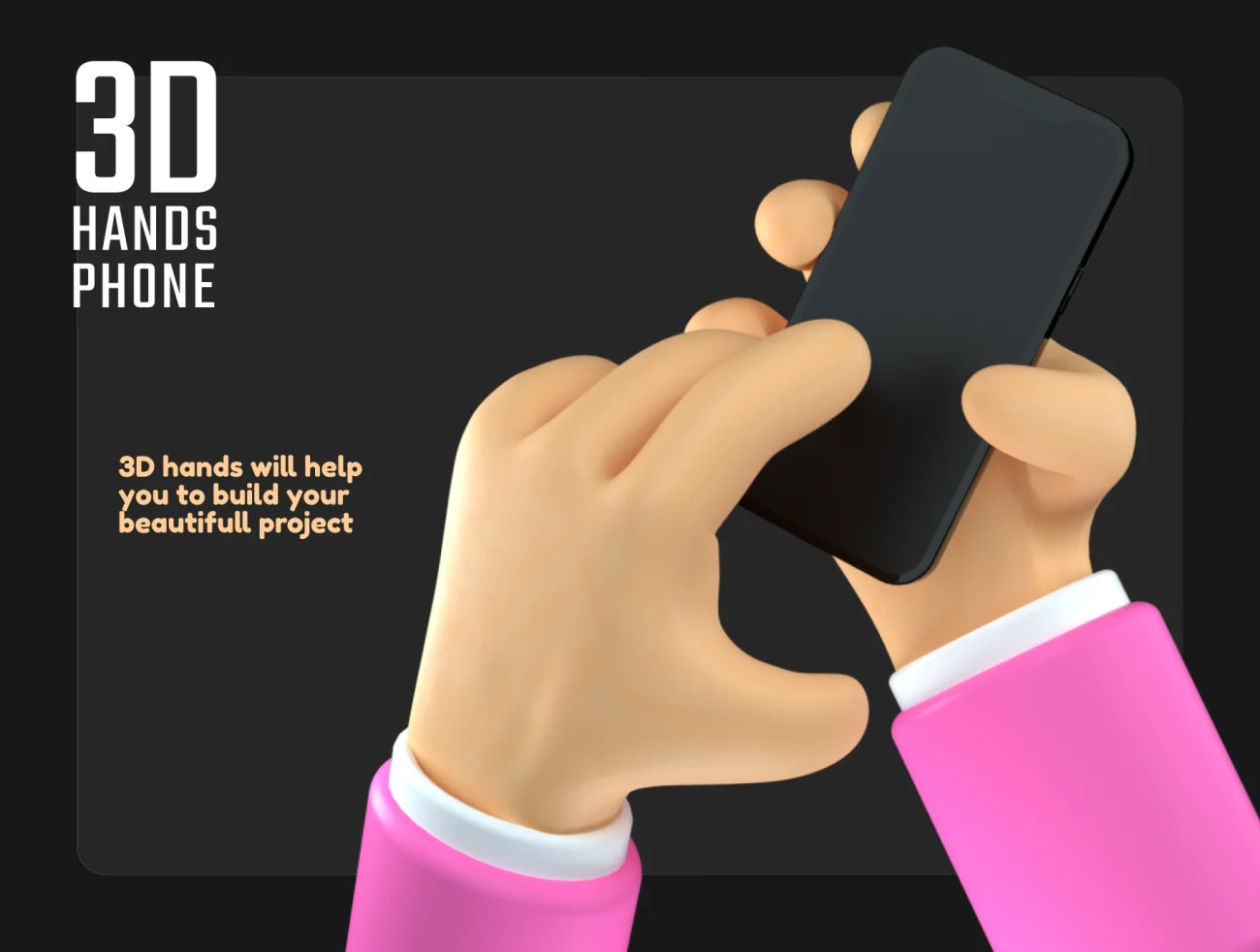 10款3D人物手持手机插图 3D hands phone-3D/图标、人物插画、插画、社交购物-到位啦UI