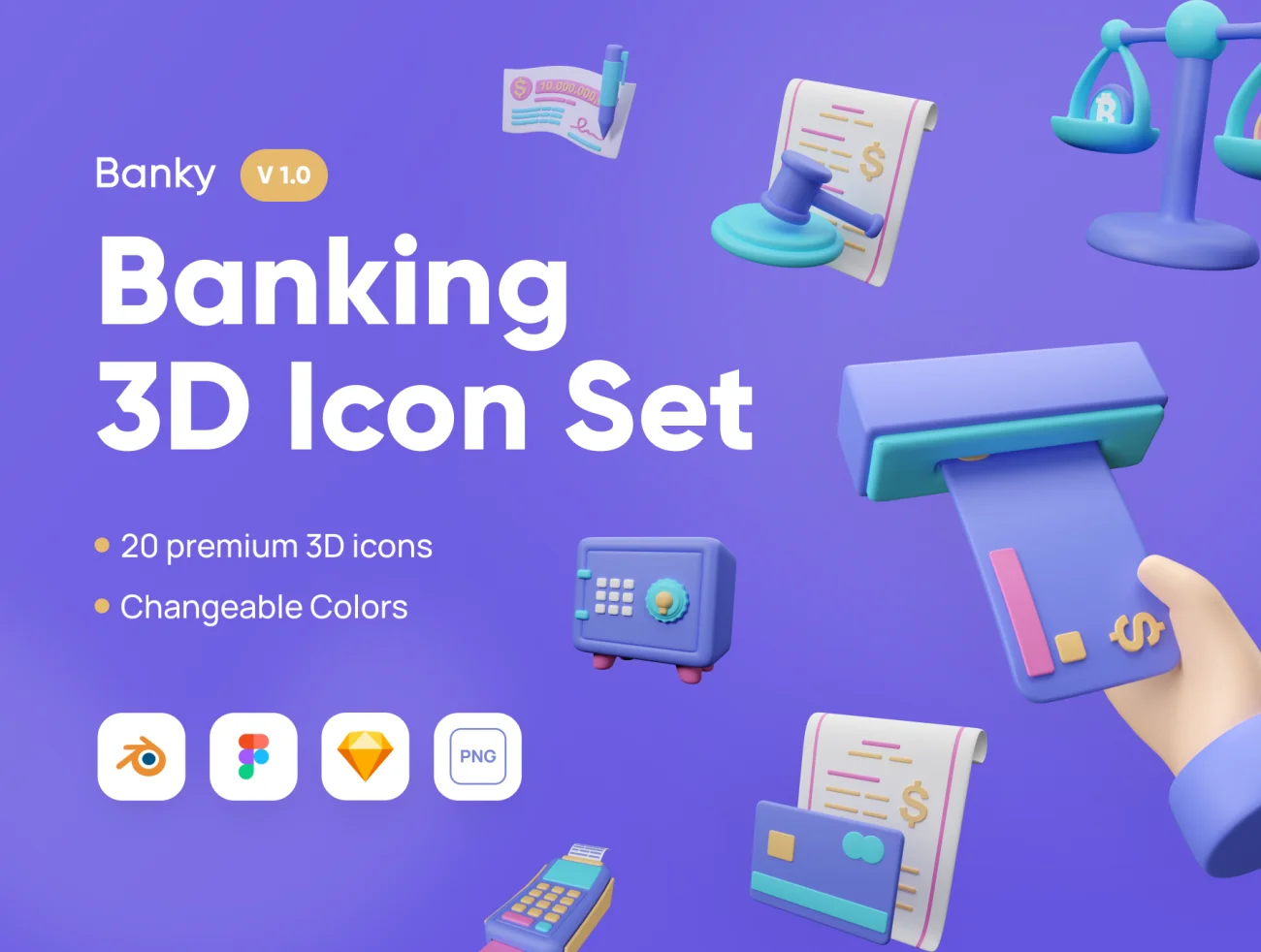 20款优质金融理财3D图标 Banky - Banking 3D Icon Set-3D/图标-到位啦UI