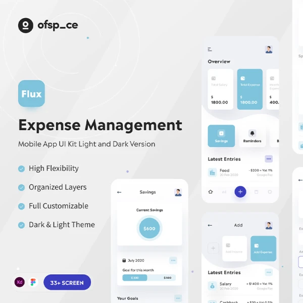 33屏费用支出管理UI套件 Flux - Expense Management UI Kit