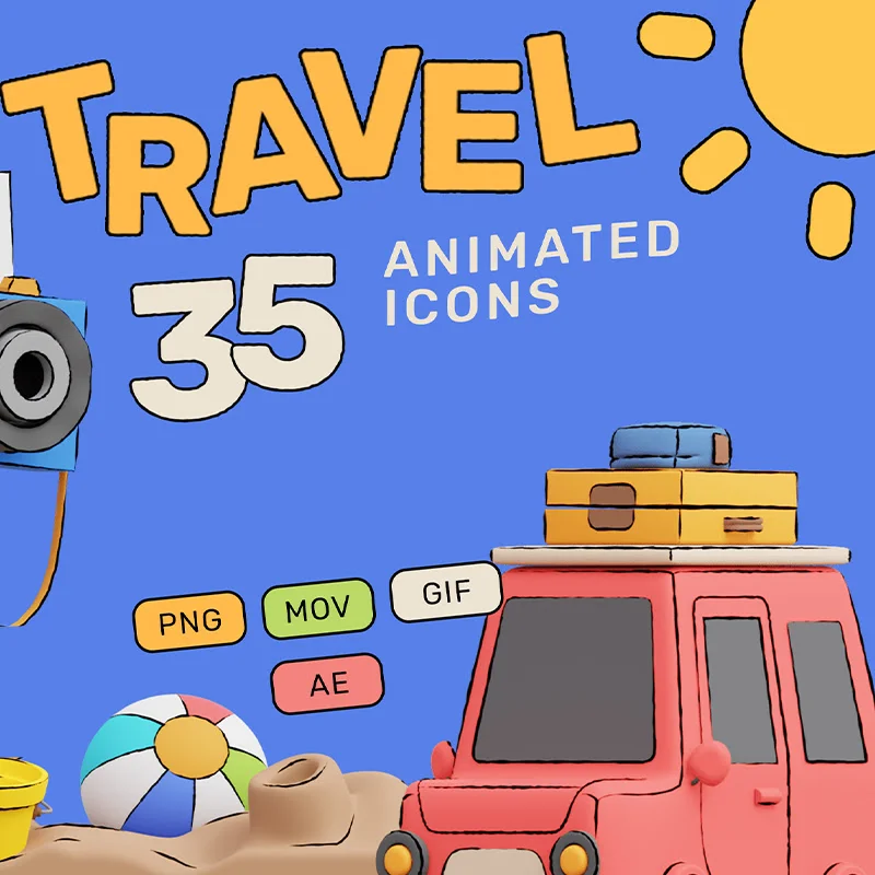 35款旅行3D动画插图包 HOP! Travel 3D Animated Pack缩略图到位啦UI