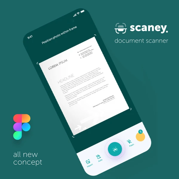 19屏便携式手机文档扫描仪应用UI设计套件 Scaney - Document Scanner App