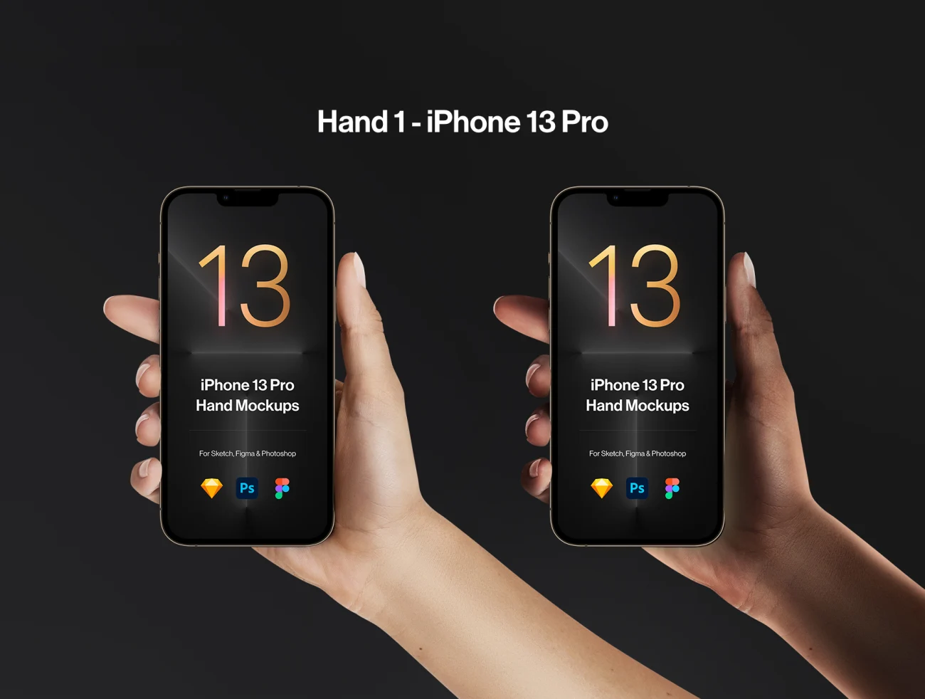 苹果手机iPhone 13手机智能样机分层素材 2 Hands Mockups iPhone 13 Pro & iPhone 13-产品展示、实景样机、手机模型、样机、苹果设备-到位啦UI