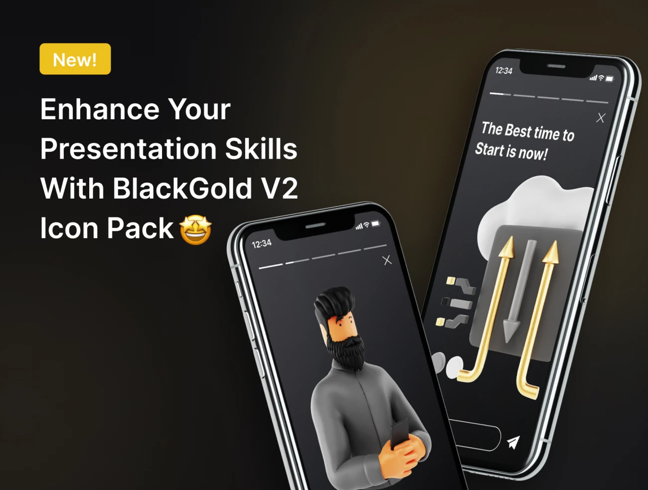 100款科技数据可视化黑金3D图标素材合集 BlackGold Vol2 - Technology 3D Icon Pack-3D/图标-到位啦UI