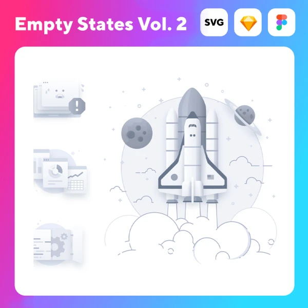 130款空状态错误提示图标合集 Empty State Icons 2