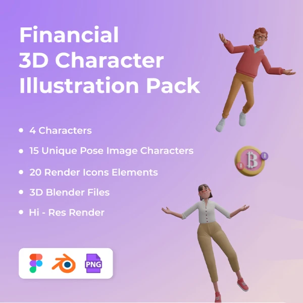 金融理财3D人物角色立体图标合集 Financial 3D Character Illustration Pack