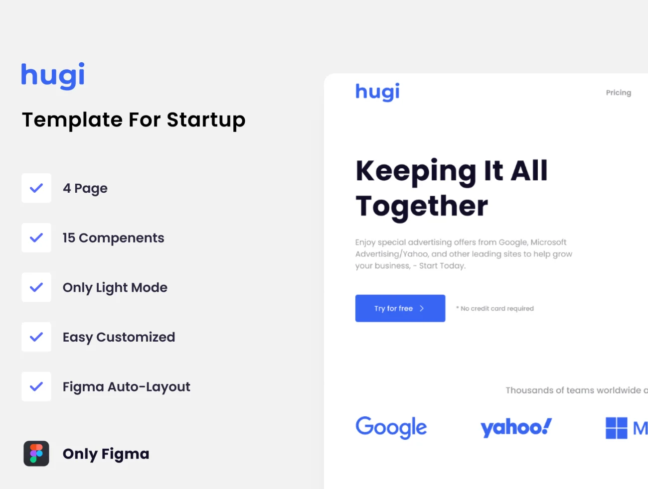 4款初创公司网站设计模板 Hugi UI Kit-UI/UX、主页、着陆页、网站-到位啦UI