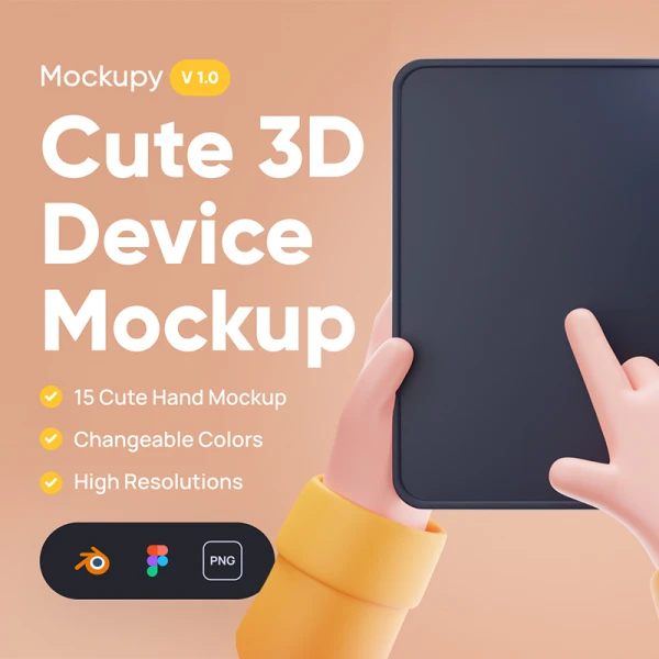 15款可爱3D手持电脑手机手表智能样机 Mockupy - Cute 3D Device Mockup