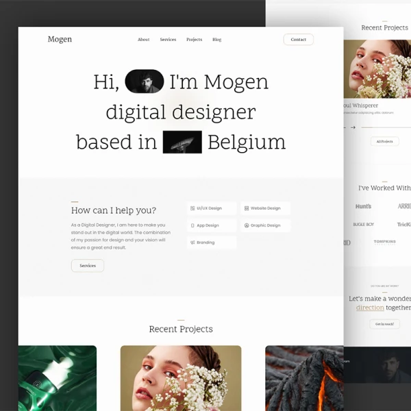 设计师个人网站模板作品项目展示设计模板 Mogen - Portfolio HTML Template