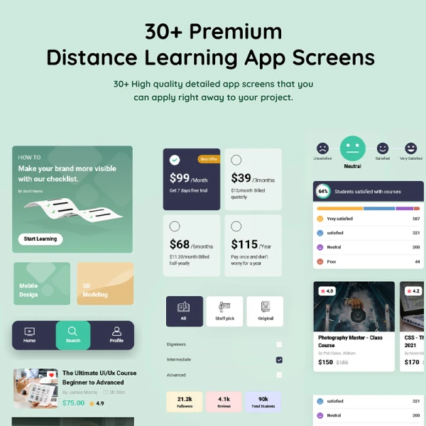 在线教育学习应用设计套件 Purpose - Distance Learning App Template