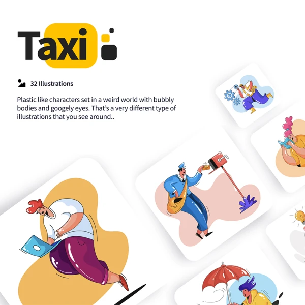 32款创意科学音乐社交打车租车场景矢量插图合集 Taxi illustrations