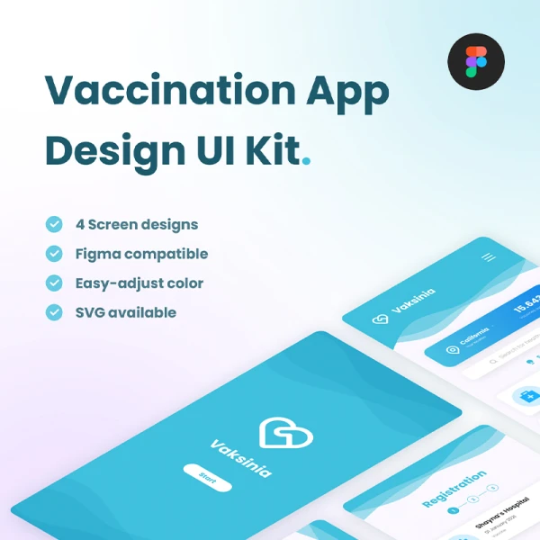 疫苗接种应用设计套件 Vaksinia - Vaccination App Design UI Kit