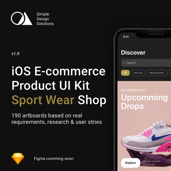 潮流运动服饰电商应用UI设计套件 iOS E-commerce Product UI Kit