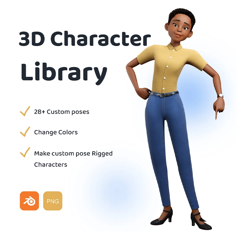 28款女性形象3D动画插图库 3D Female Character Pose Library Pack缩略图到位啦UI