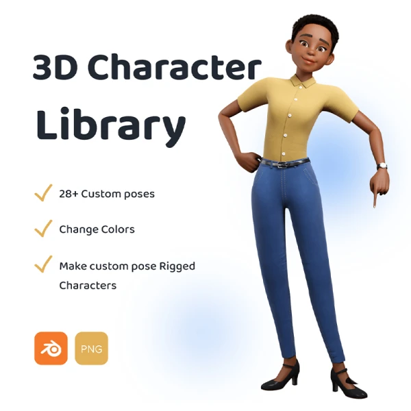 28款女性形象3D动画插图库 3D Female Character Pose Library Pack
