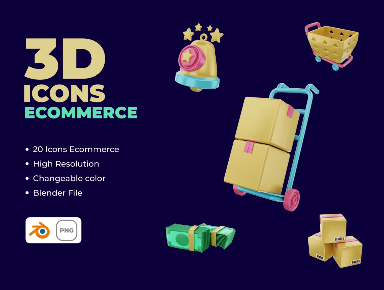 20款电商购物物流3D图标合集 3D ICONS ECOMMERCE插图1