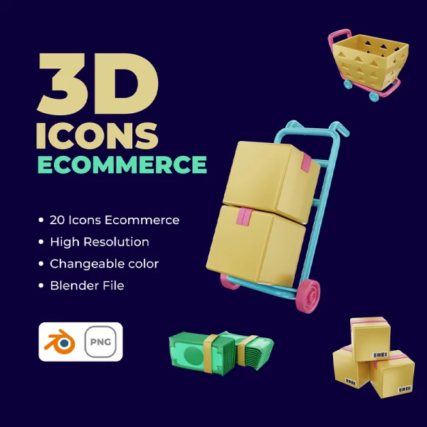 20款电商购物物流3D图标合集 3D ICONS ECOMMERCE
