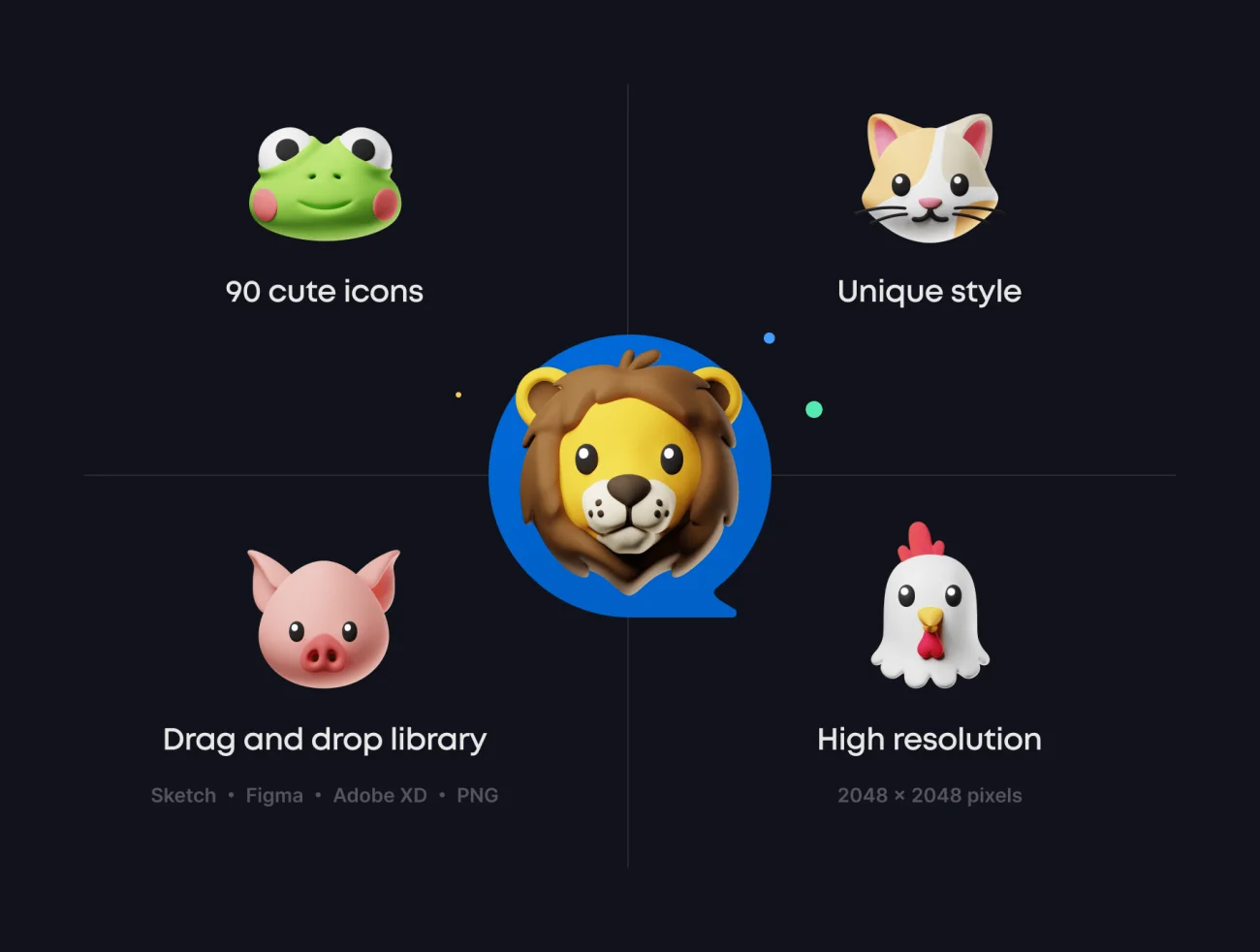 90款3D可爱动物emoji立体图标素材AE模板 Animojis 3D Icon Pack插图3