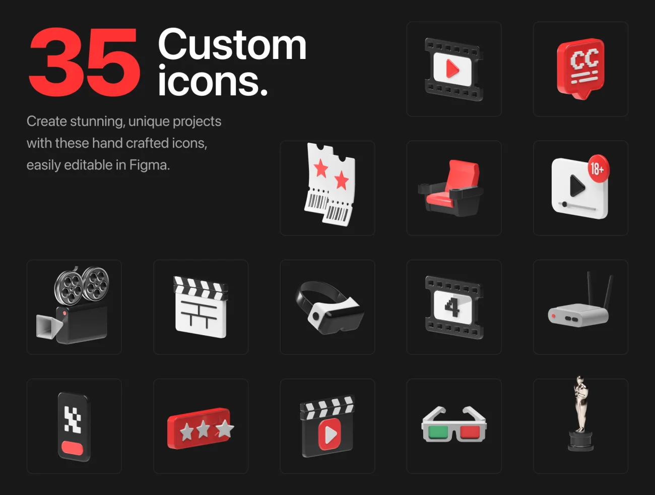 35款电影院观影视频3D图标素材合集 Cinema 3D Icons插图7