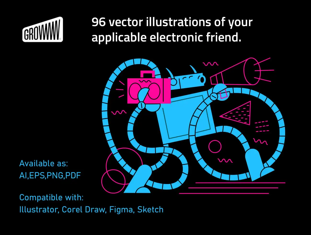 96款趣味机器人插画错误状态页配图素材 Circuit插图1