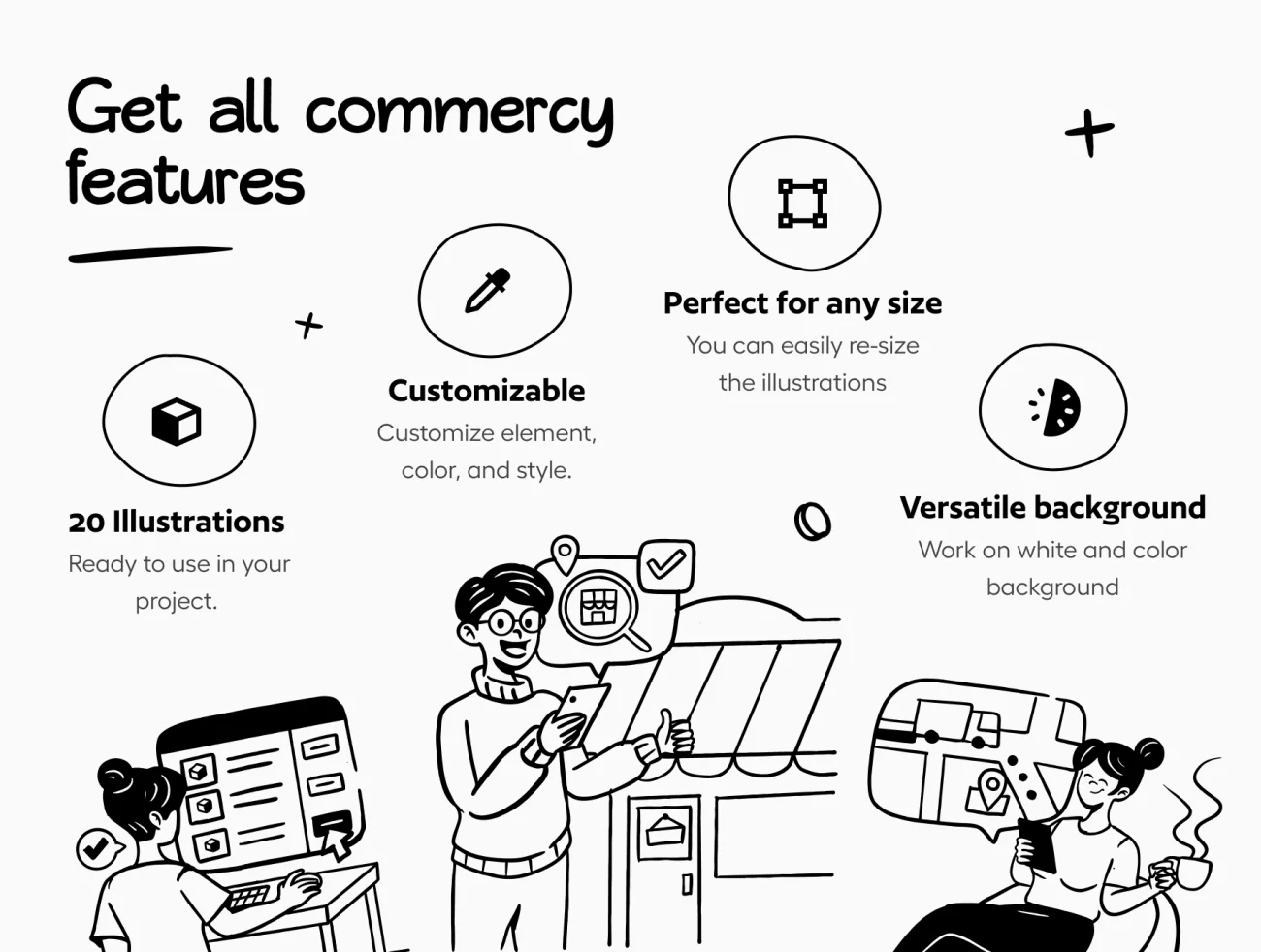 20款手绘风格电商购物物流场景插画 Commercy – E-Commerce Illustration Set插图15