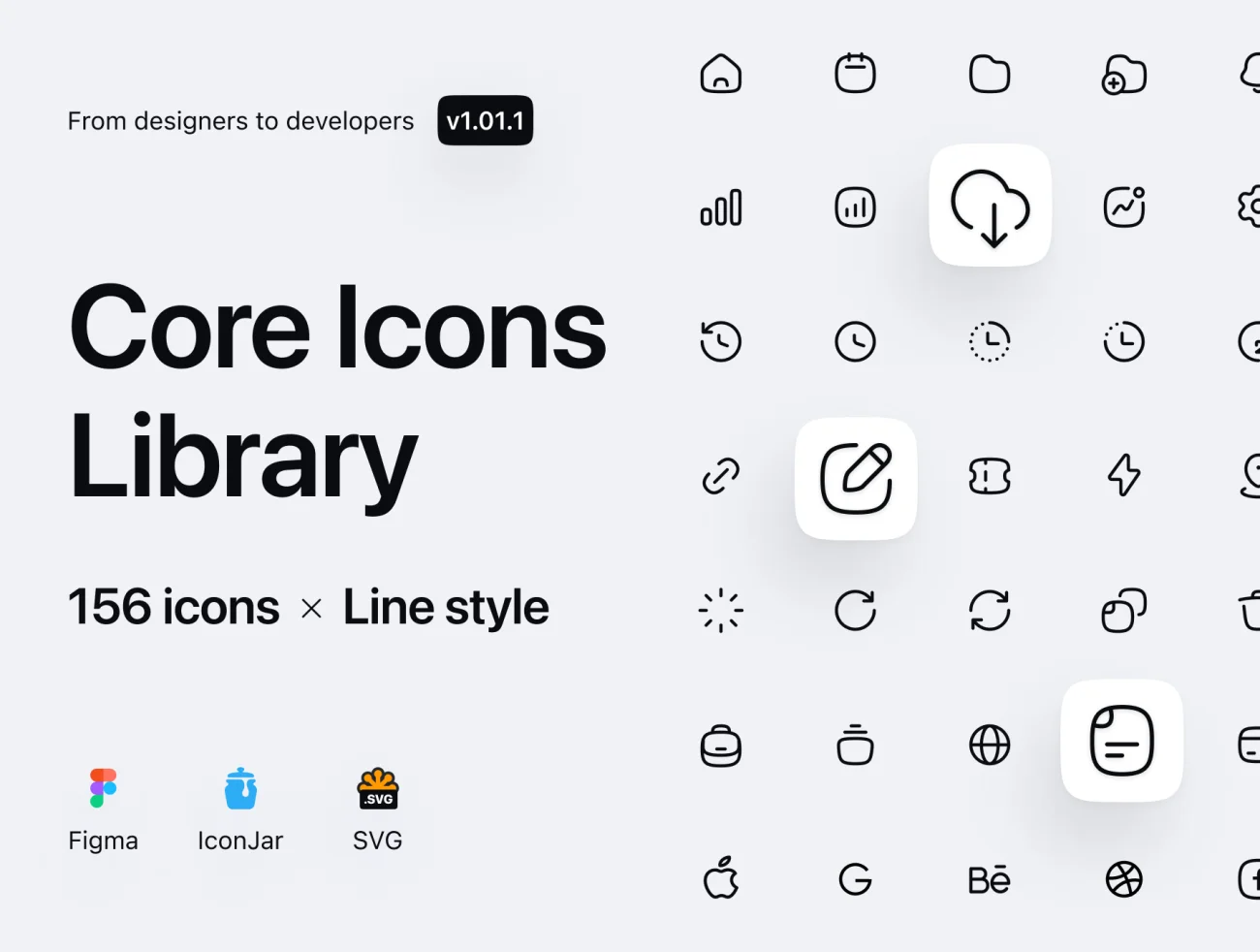 156款矢量线条常用图标库素材包 Core Icons Library插图1