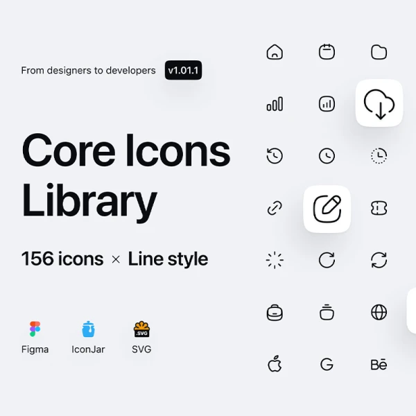 156款矢量线条常用图标库素材包 Core Icons Library