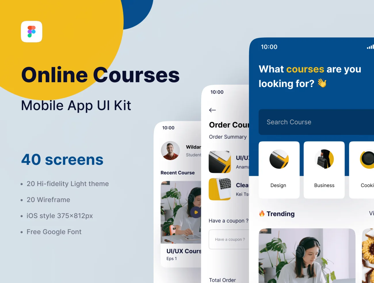 40屏在线教育应用设计套件 Courses – Online Course插图1