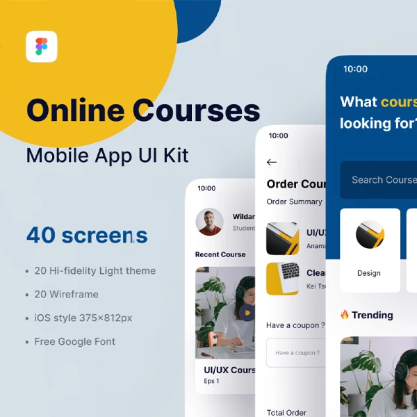 40屏在线教育应用设计套件 Courses - Online Course