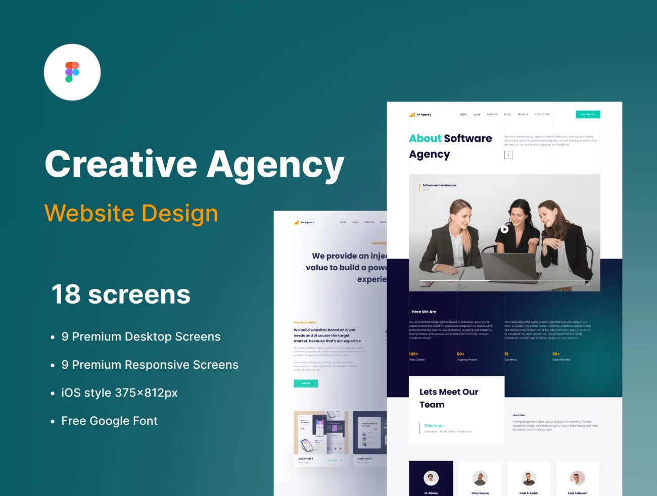 18屏创意机构工作室网站设计模板 Creative Agency – Website Design UI-Kit插图1