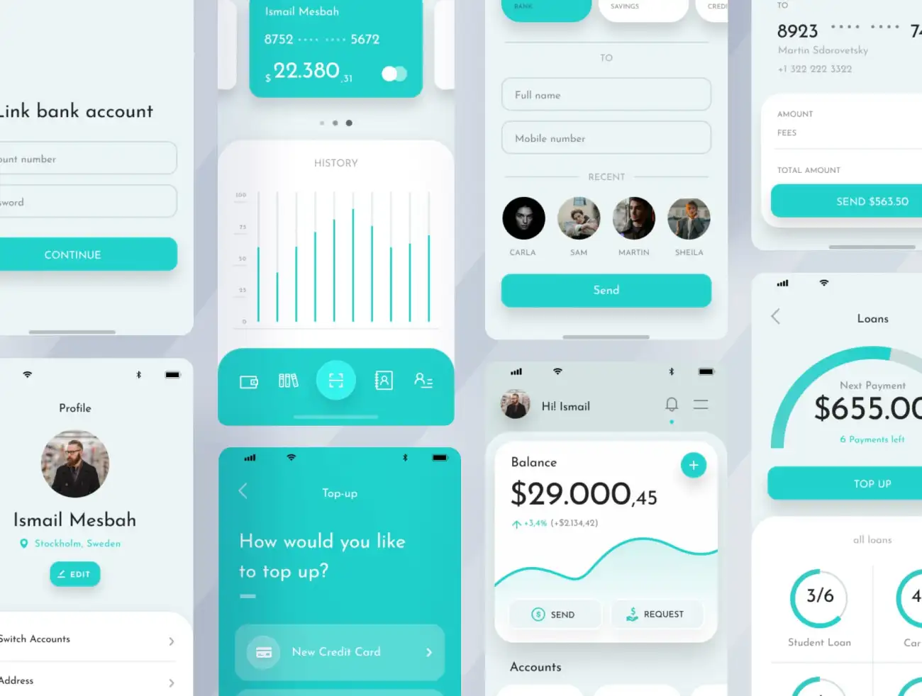 31屏金融理财电子钱包货币兑换应用设计套件 Elya App Kit For Wallet, Finance and Money Transfer Kit插图11