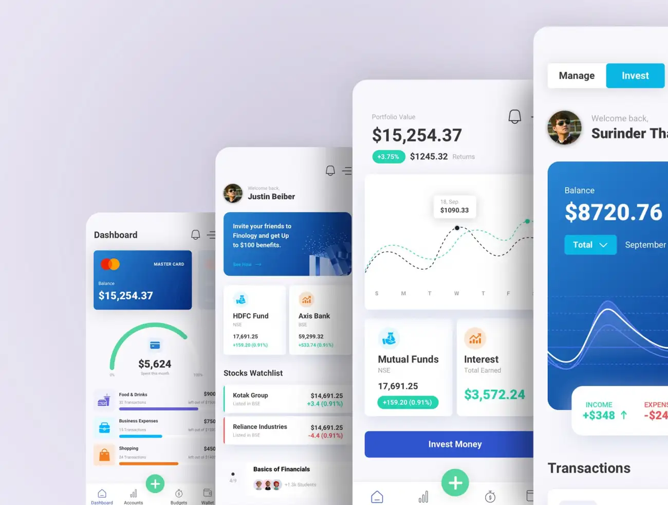 40屏金融资产管理应用UI设计模板 Finology – Money Management App Template插图1