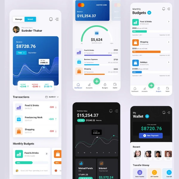 40屏金融资产管理应用UI设计模板 Finology - Money Management App Template