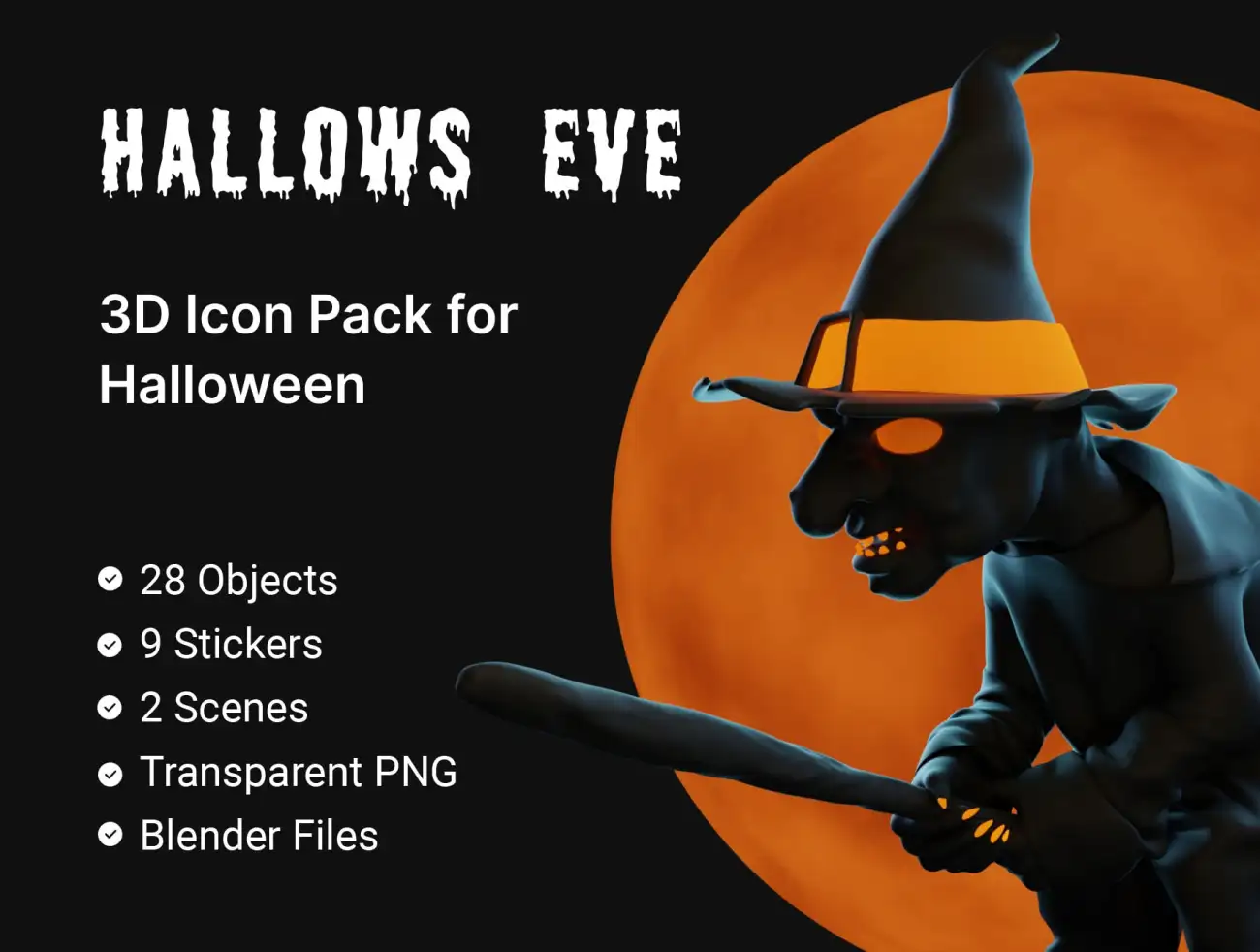 万圣节主题3D图标插图合集 Hallows Eve – Halloween 3D Icon & Sticker Pack插图1