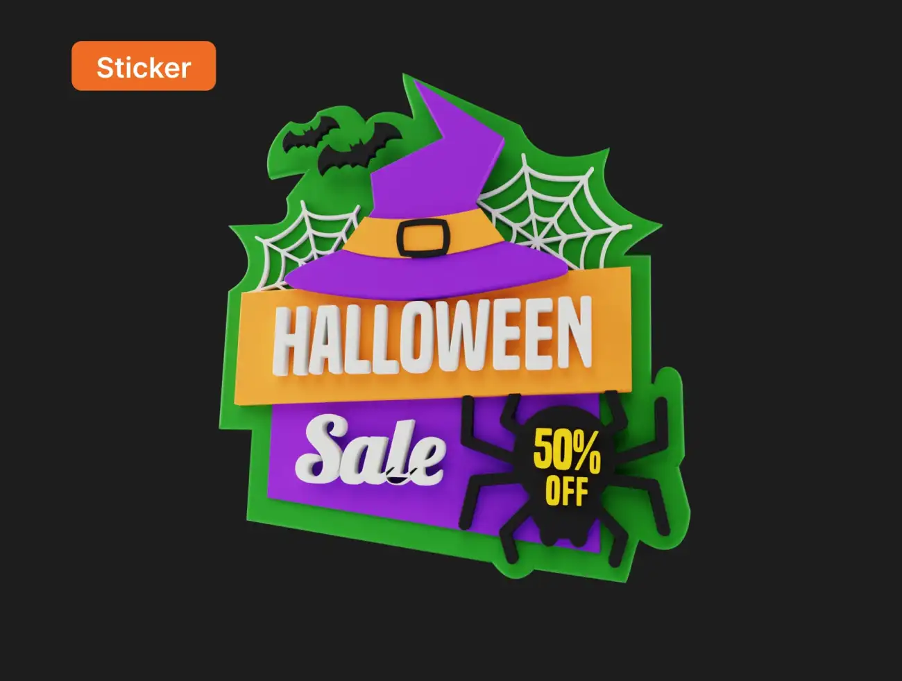 万圣节主题3D图标插图合集 Hallows Eve – Halloween 3D Icon & Sticker Pack插图9