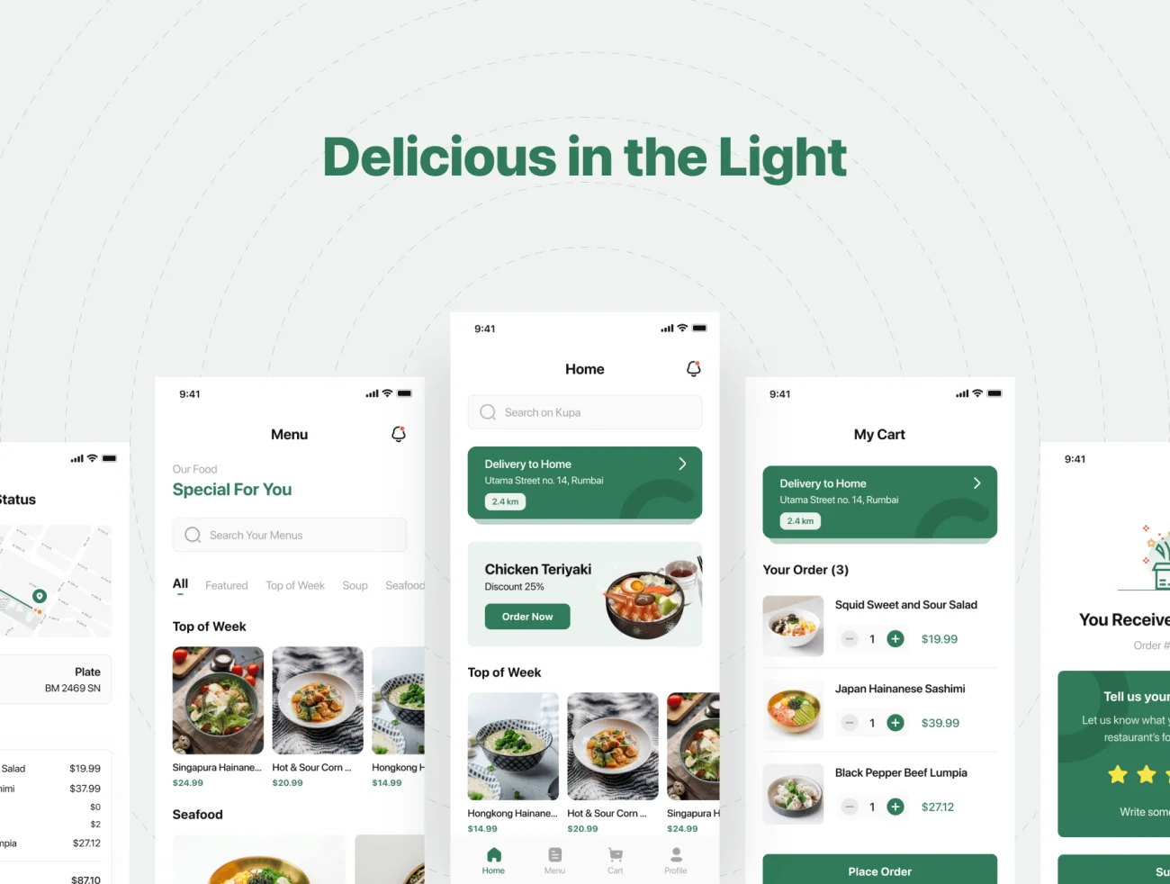 80屏美食外卖点餐配送应用设计套件 Kupa – Food Delivery App UI Kit插图5