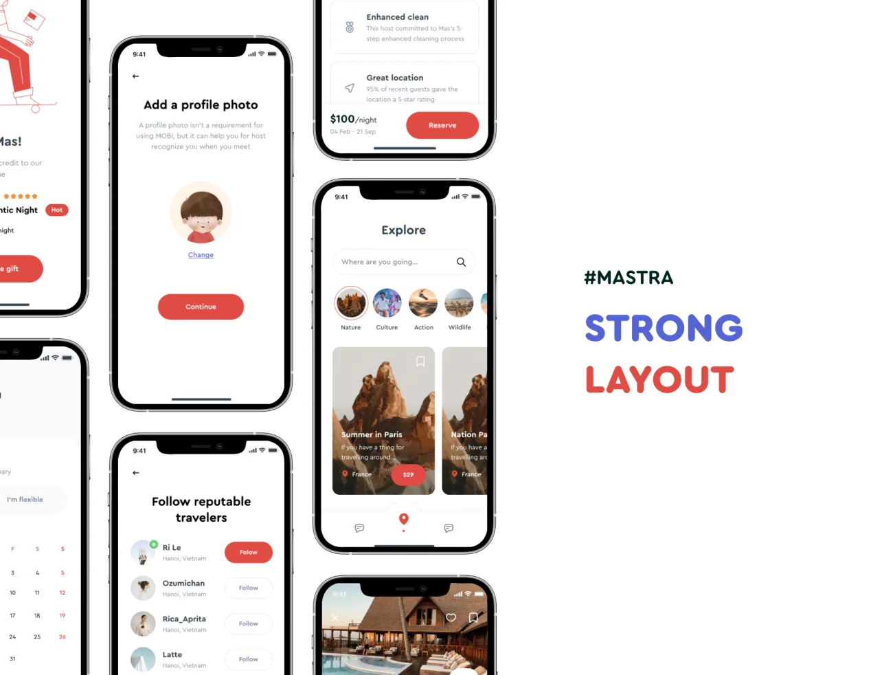 59屏景点旅行门票机票预订应用套件承载页设计模板 Mastra – Travel Booking App & Website插图3