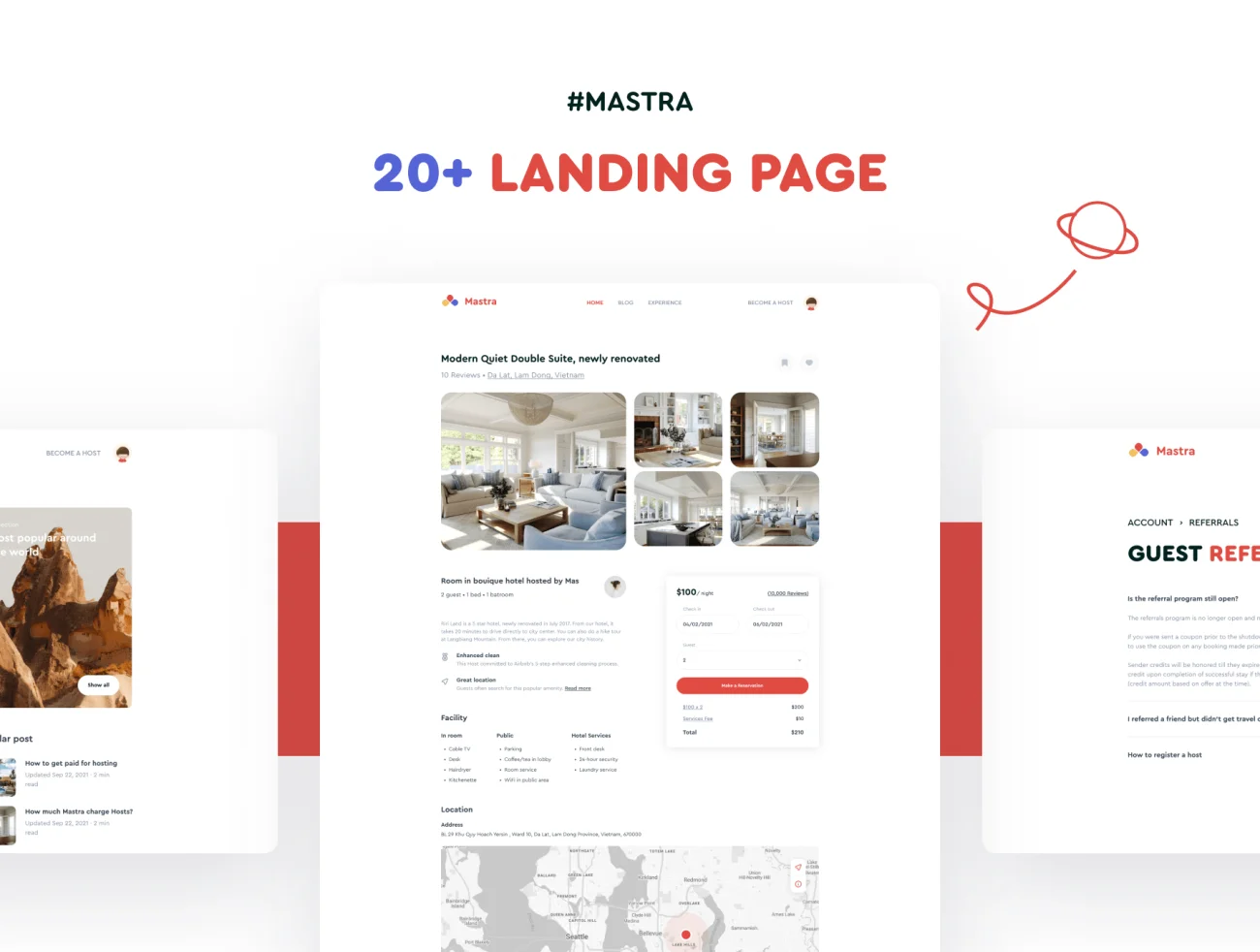 59屏景点旅行门票机票预订应用套件承载页设计模板 Mastra – Travel Booking App & Website插图7