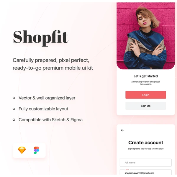 时尚服饰配件电子商务应用设计套件 Shopfit - Shopping App UI Kit