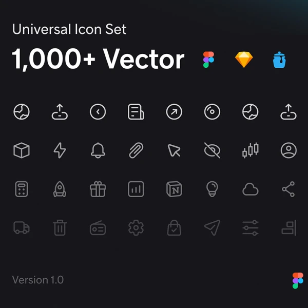 1000款通用电商健康旅行运动音乐社交天气金融图标合集 Universal Icon Set 1,000+ Icons