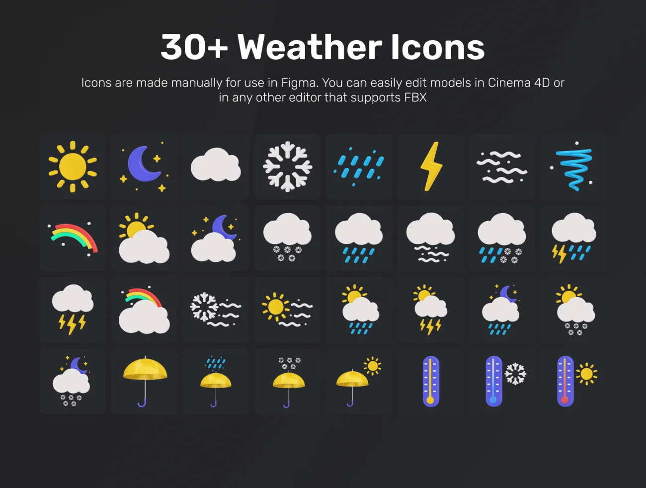 35款天气3D图标合集 Weather 3D Icon Set-3D/图标-到位啦UI