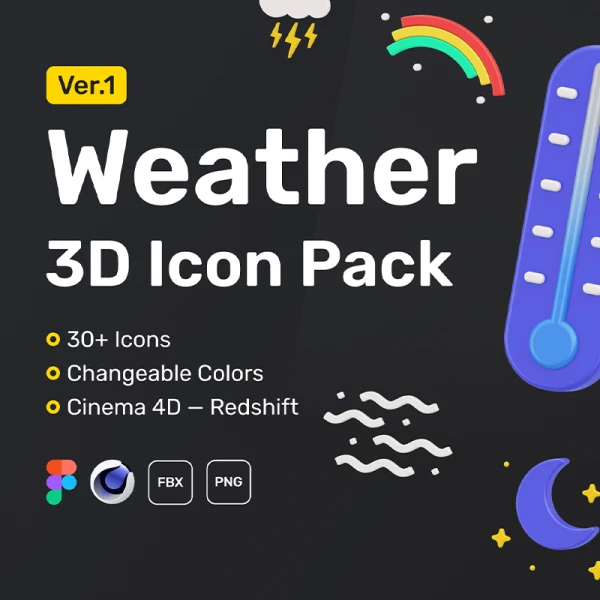 35款天气3D图标合集 Weather 3D Icon Set