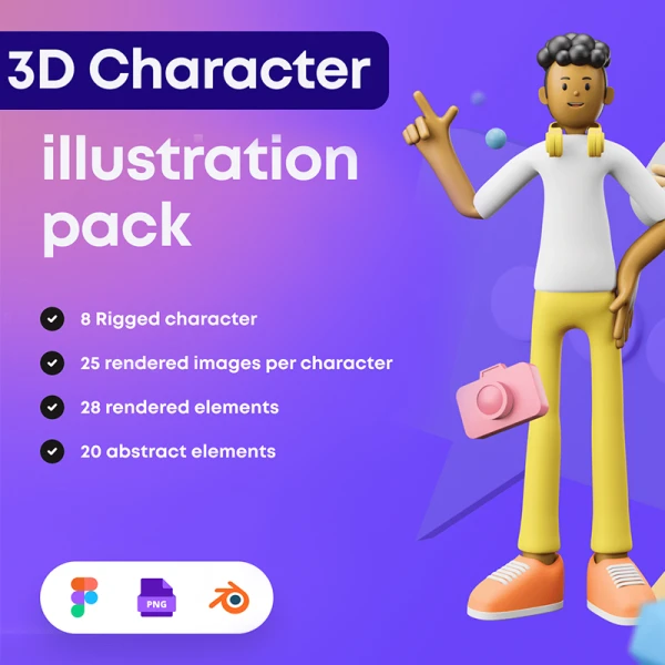 8角色3D人物插画元素合集 3D Character Pack SportIllustration 8 3D Elements object